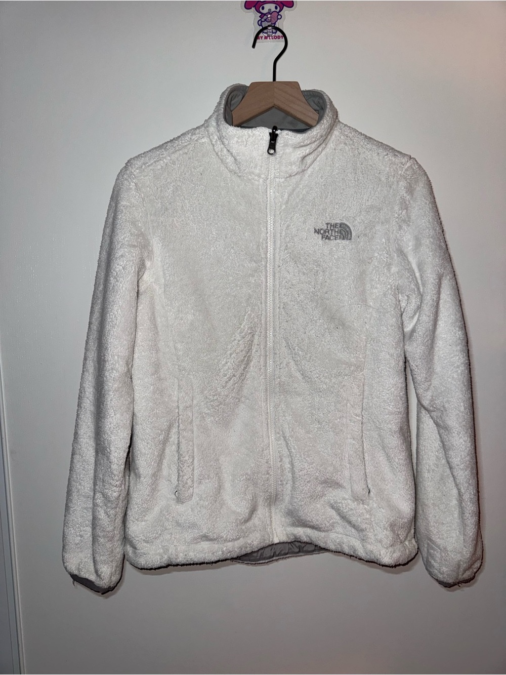 The North Face White Fleece Polyester Zip Up Jacket Women Size Medium